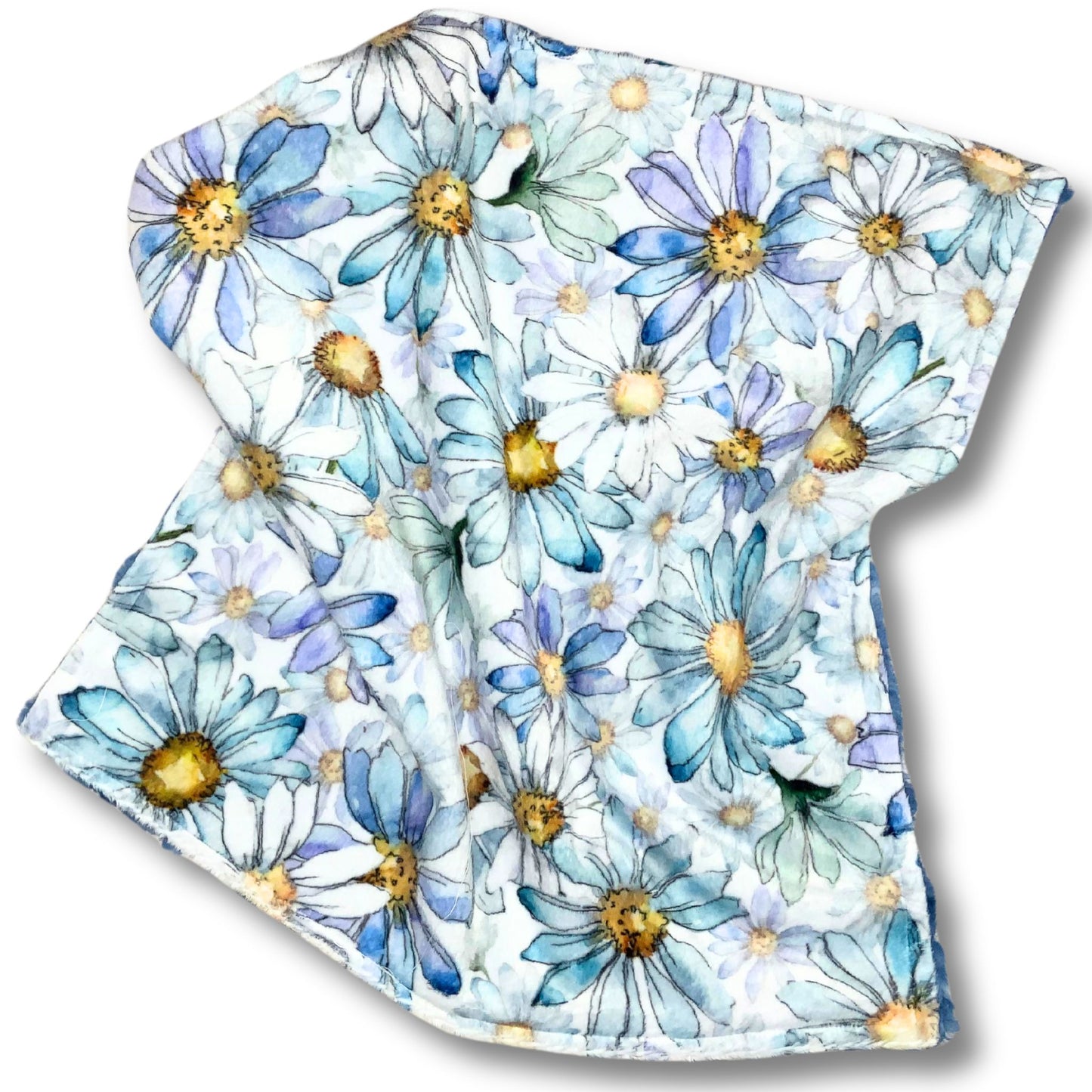 Personalized Blue Daisy Minky Baby Blanket or Lovey