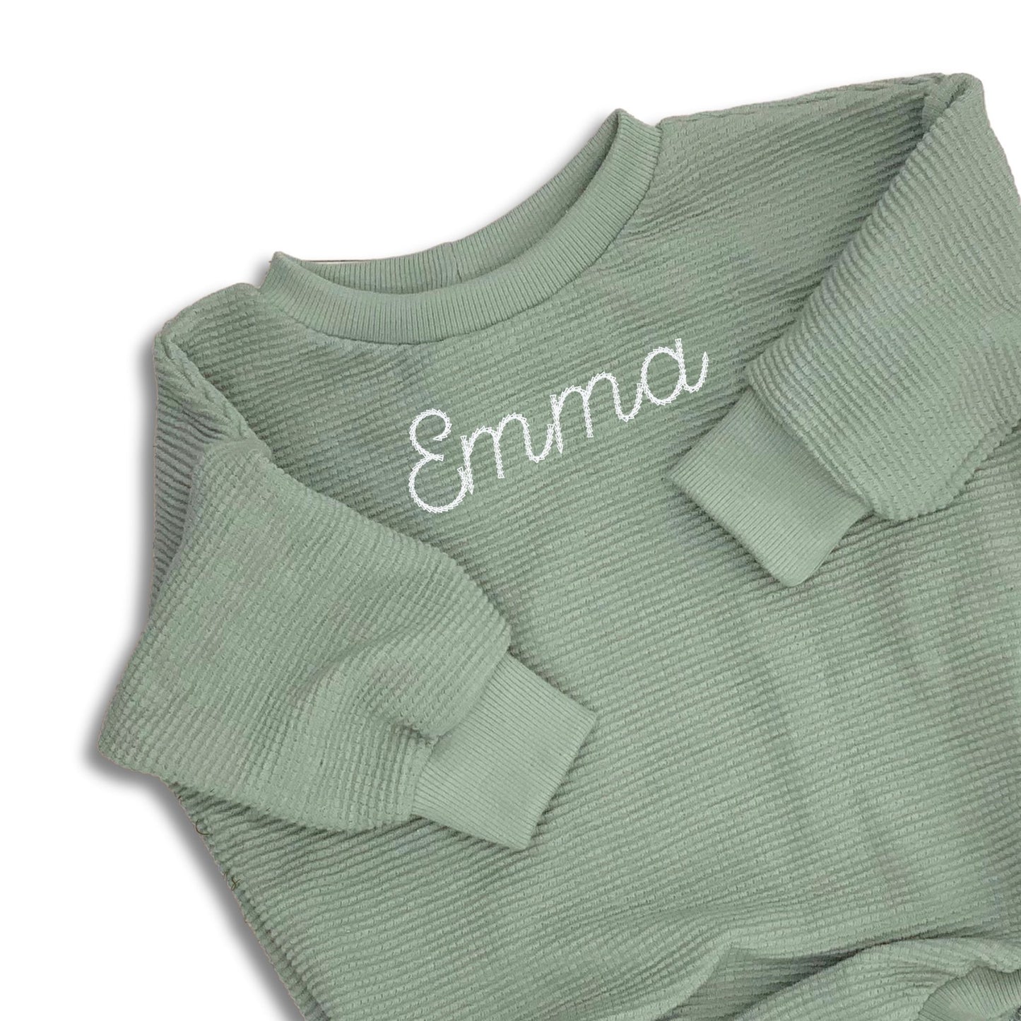 Organic Cotton Waffle Pistachio Color Sweater Romper