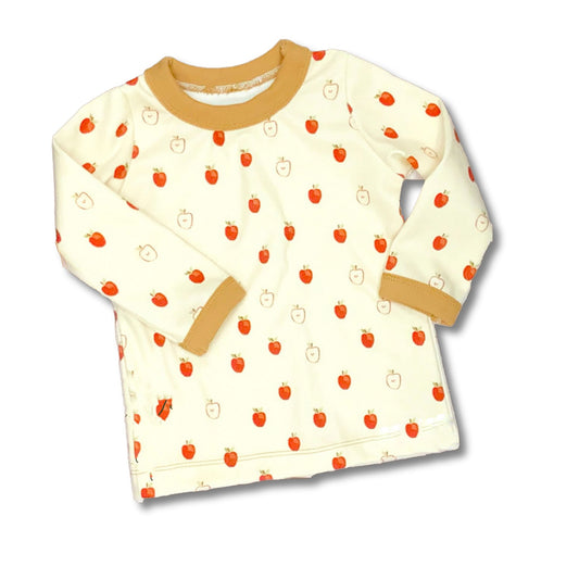 Apple Harvest Print Organic Cotton Long Sleeve T-Shirt, Gender Neutral