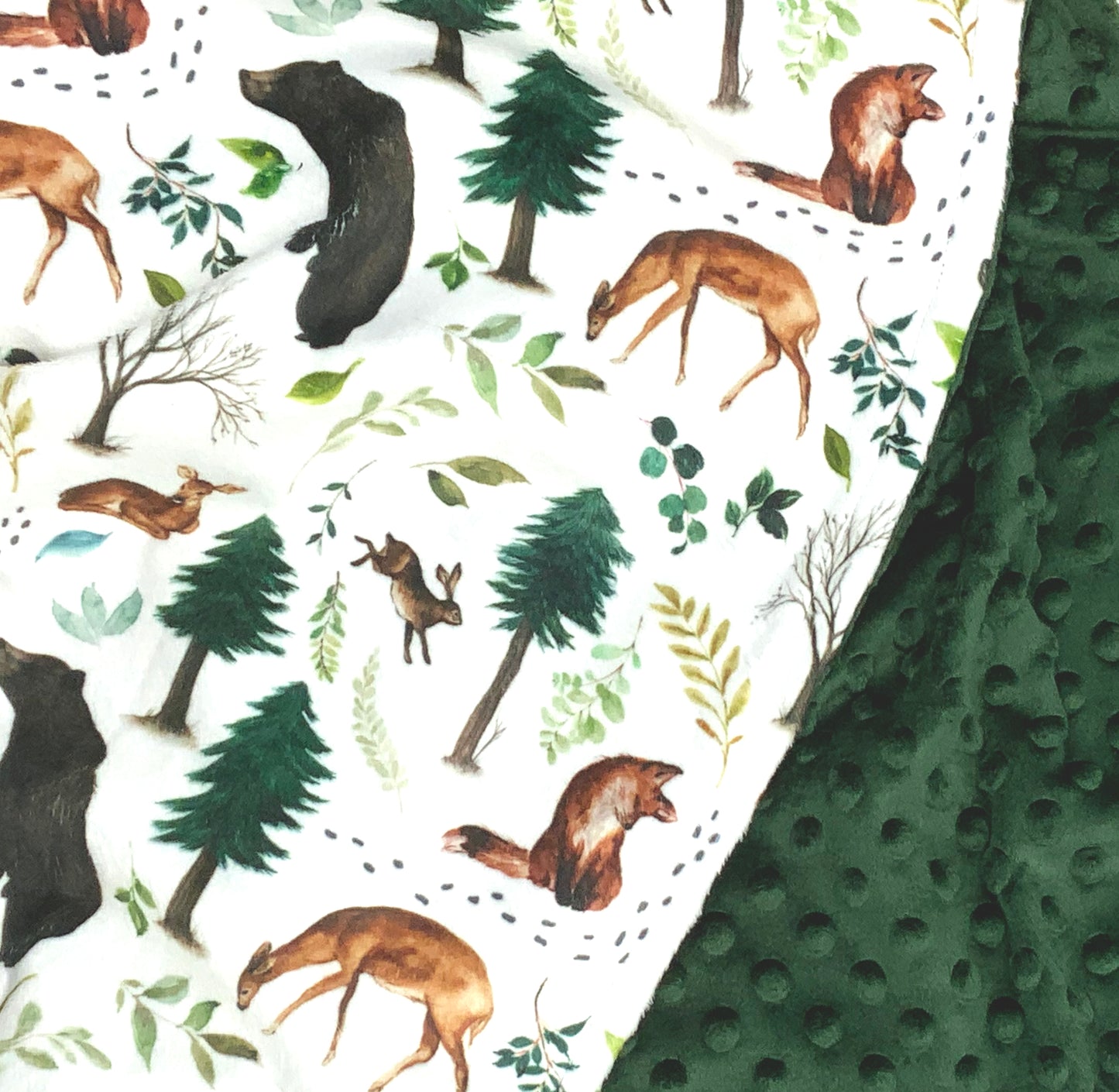 Personalized Forest Wildlife Minky Baby Blanket