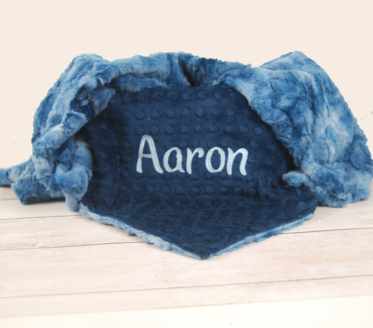 Personalized Embroidered Blue Galaxy,  Luxury Minky Baby Blanket