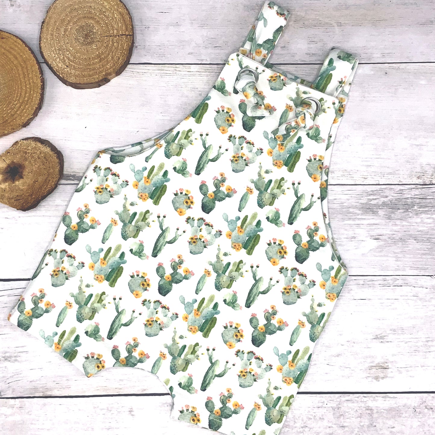 Knotted Shortalls, Overalls, Cactus Print, Gender Neutral, Size 0-3 Months