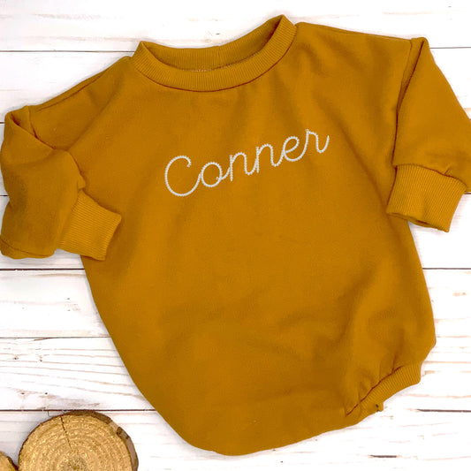 Organic Cotton  French Terry  Camel Sweater Romper