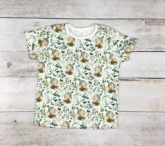Toddler Baby Elephant Print T-Shirt, 100% Organic Cotton, Size 18-24 Months, Gender Neutral