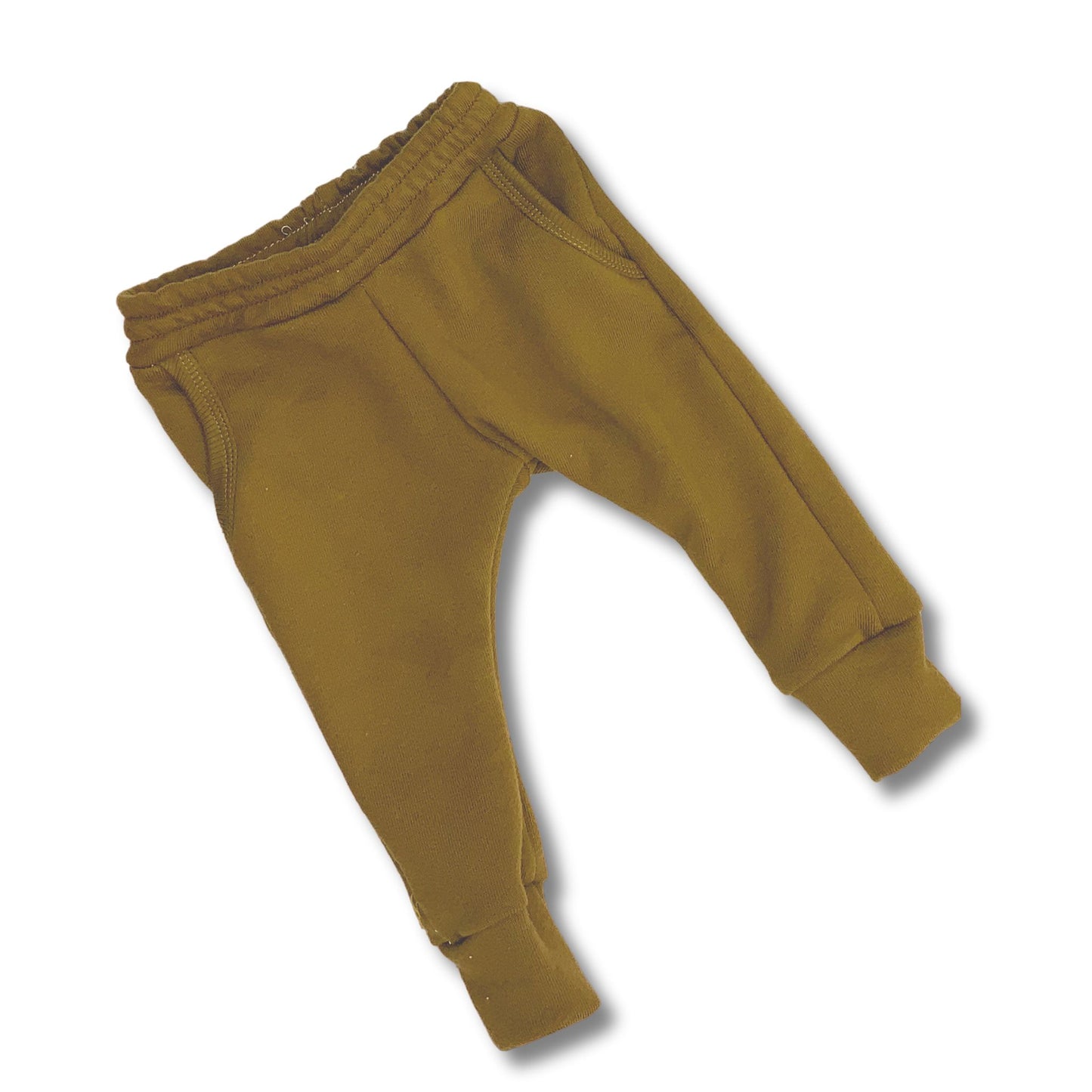 Baby or toddler joggers in a tan french terry fabric