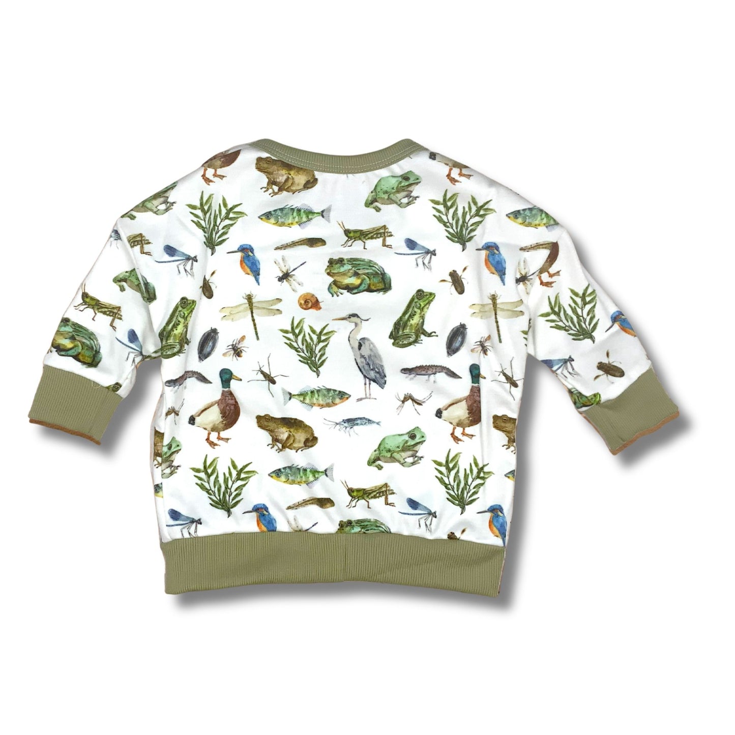 Organic Long Sleeve Dolman, Wildlife Pond Animals