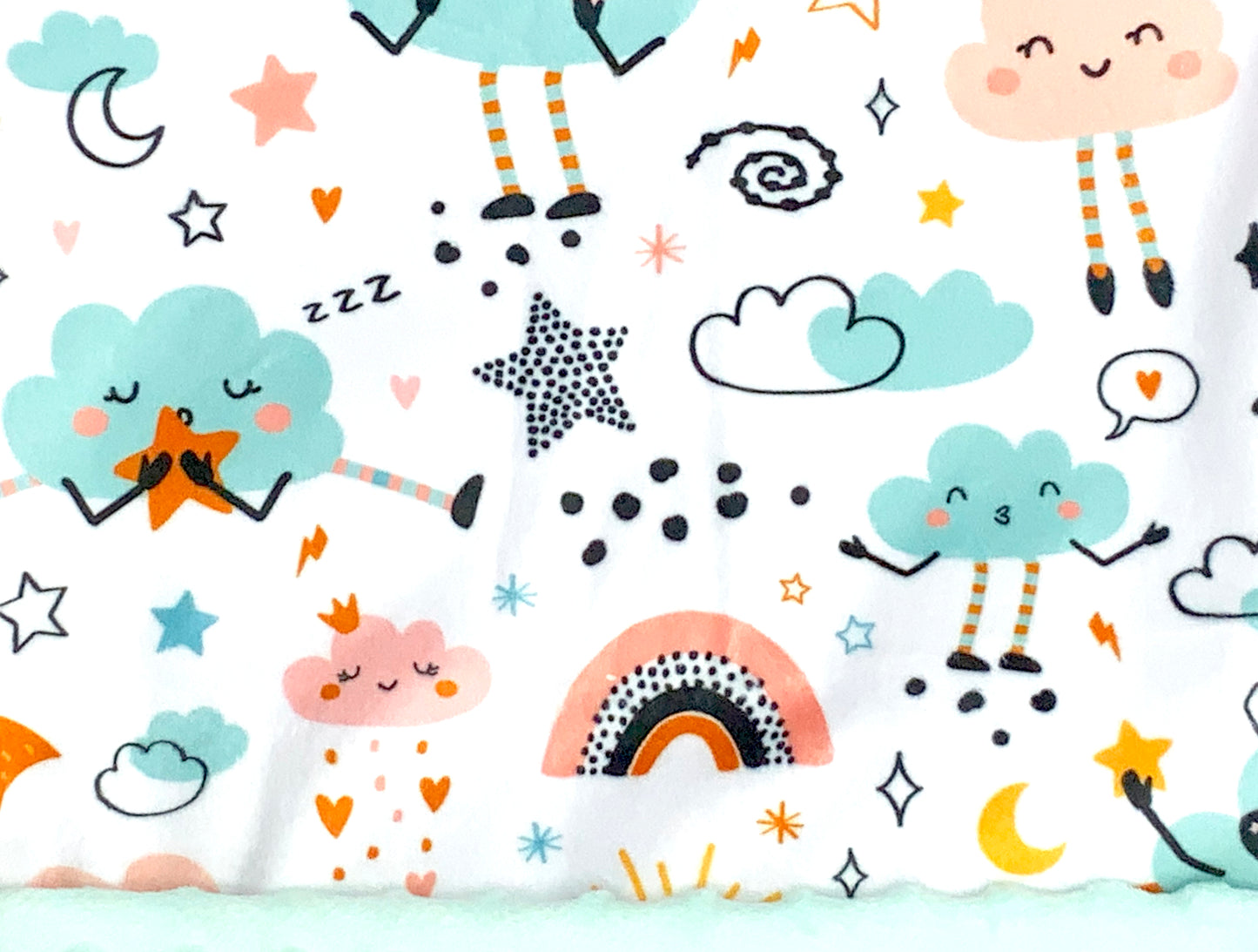 Boho Rainbow Aqua  Baby Minky Blanket, Personalized with Embroidery