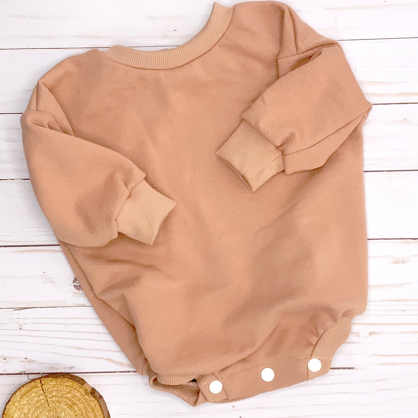 Organic Cotton  French Terry Rose Clay Color Sweater Romper