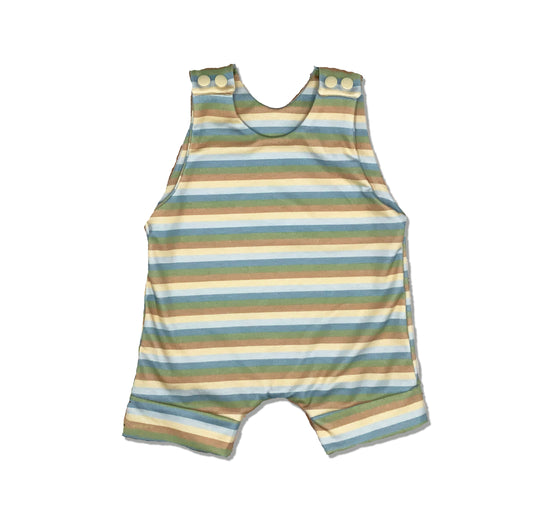 Striped Summer Romper, 100% Organic Cotton, Gender Neutral Size 0-3 Months