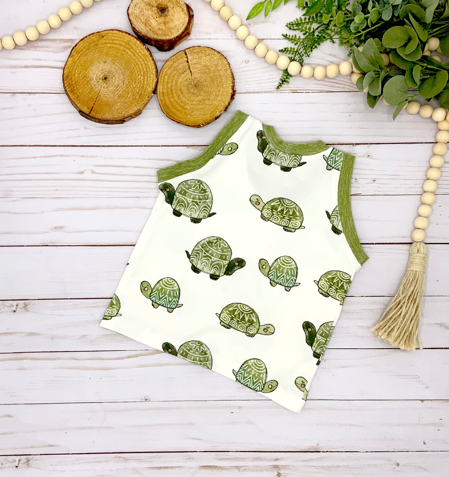 Turtles Print Tank and Short Set for Boys  2-3T, Organic Cotton,