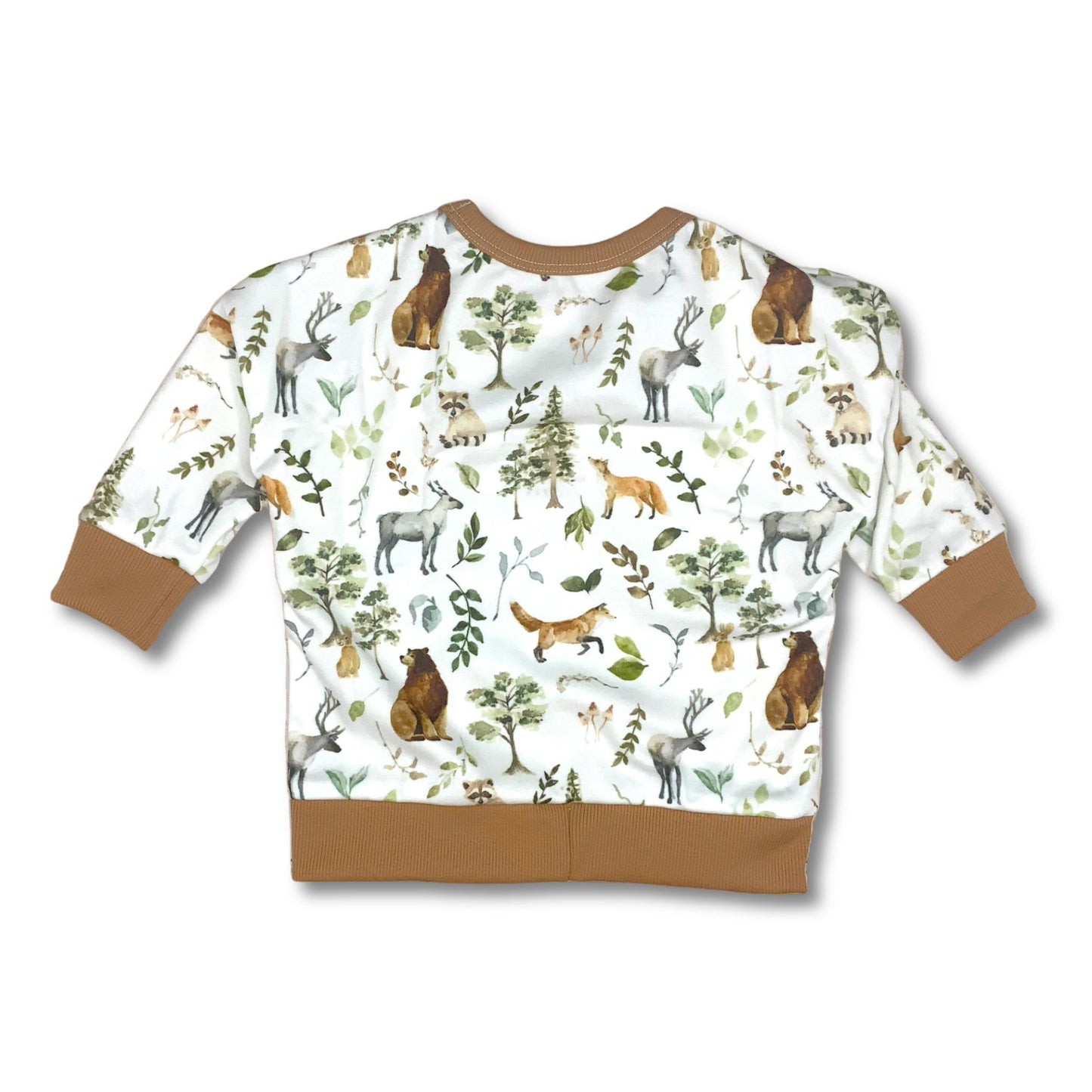 Organic Long Sleeve Dolman, Forest Animals Print