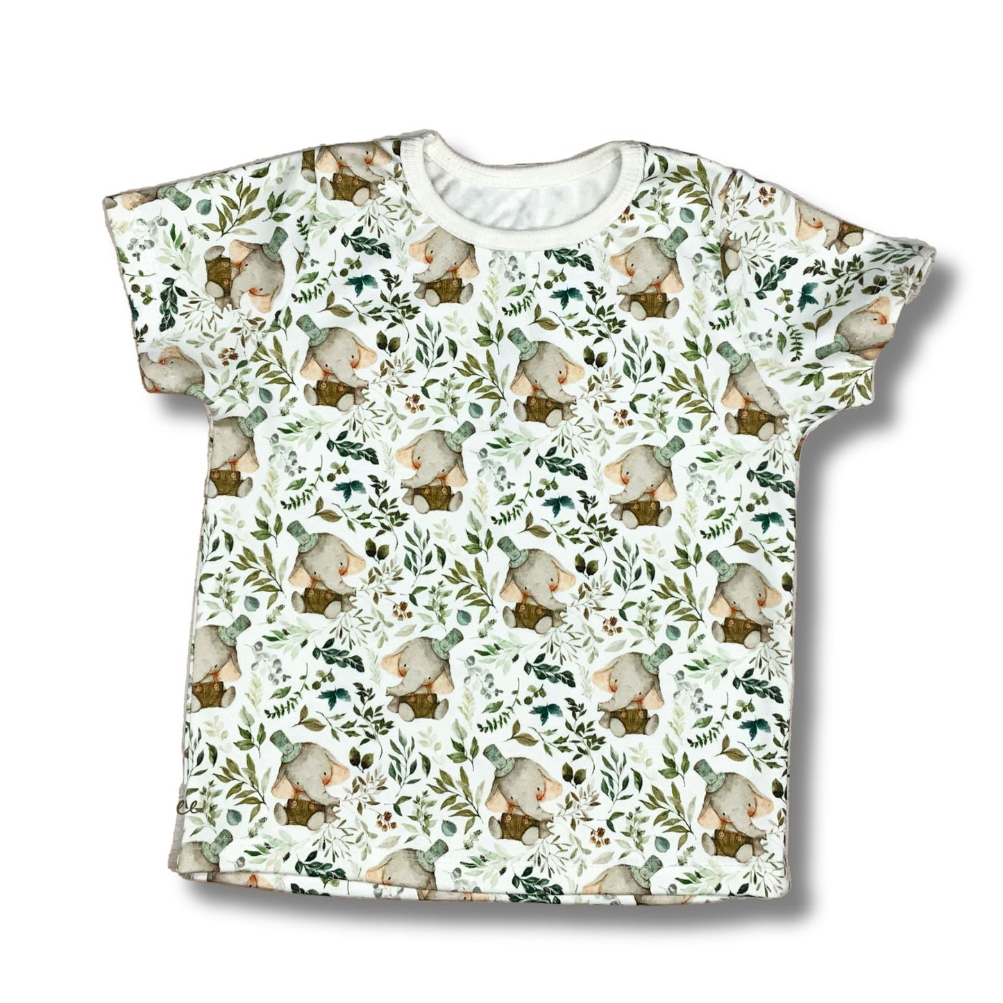 Toddler Baby Elephant Print T-Shirt, 100% Organic Cotton, Size 18-24 Months, Gender Neutral