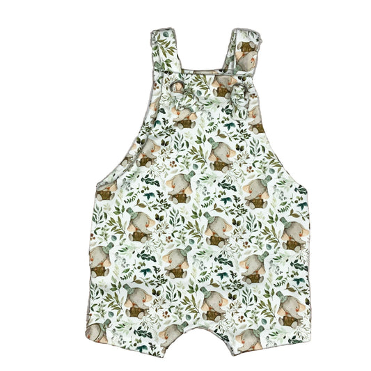 Knotted Shortalls With Cute Baby Elephant Print, Gender Neutral, Size 12-18 Months