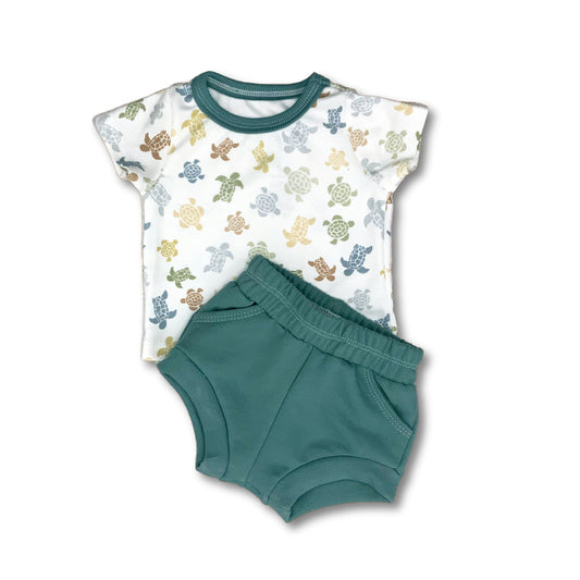 Organic Cotton Sea Turtles Shorts Set