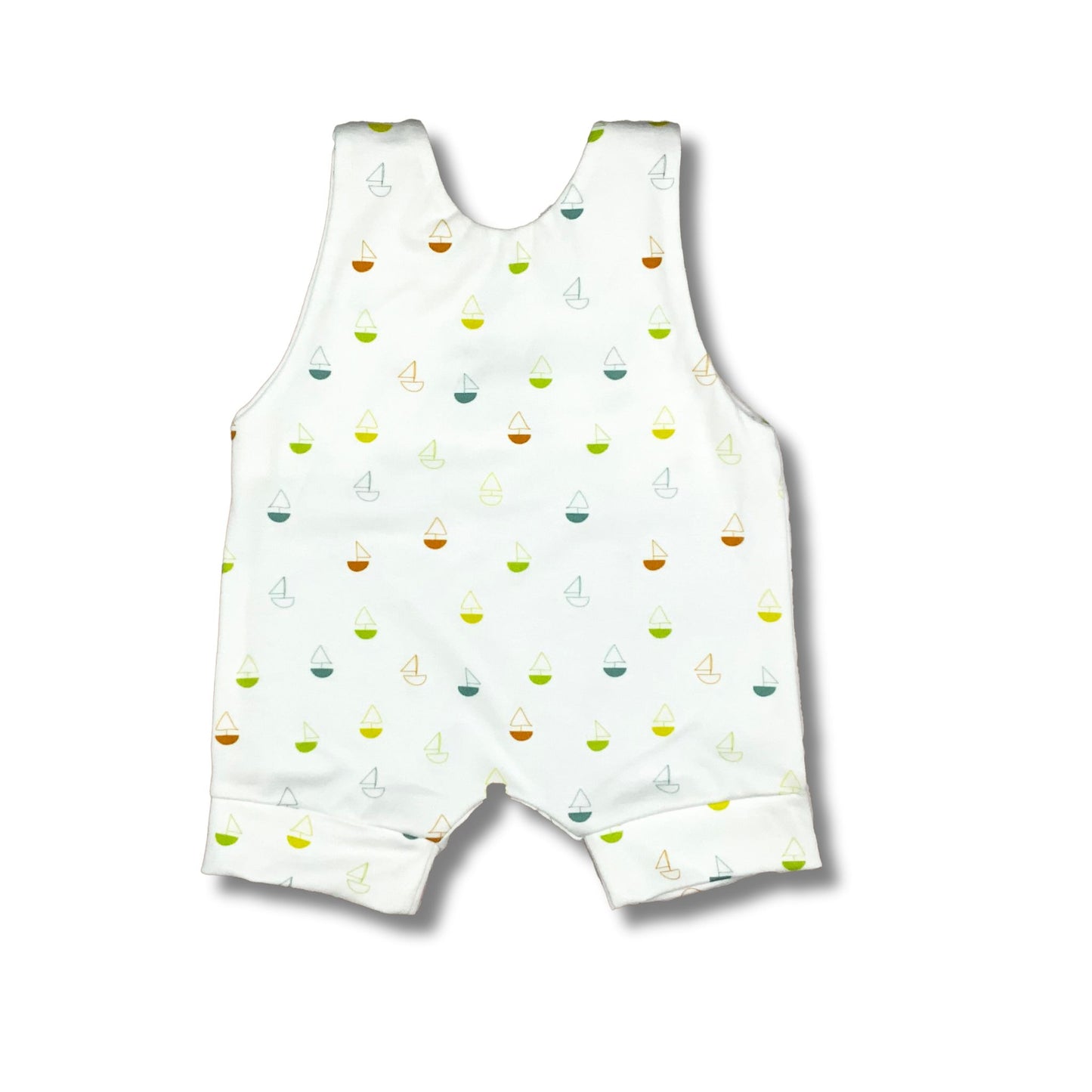 Sailboats Summer Romper, 100% Organic Cotton, Gender Neutral Size 0-3 Months