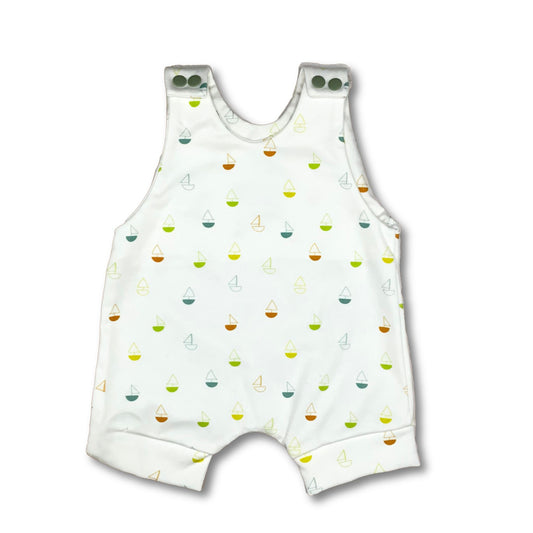 Sailboats Summer Romper, 100% Organic Cotton, Gender Neutral Size 0-3 Months