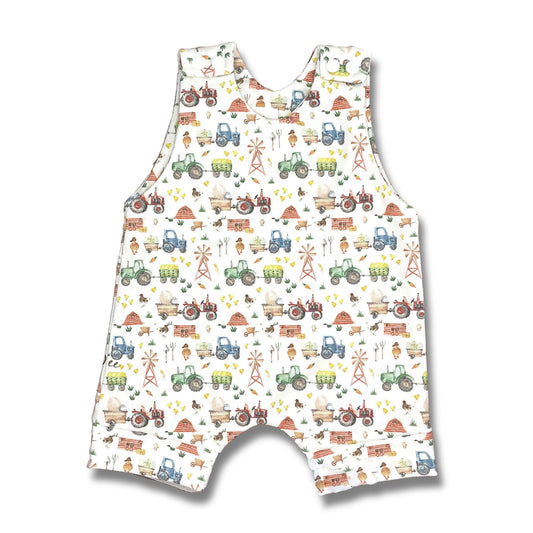 Spring on The Farm  Short Romper, 100% Organic Cotton