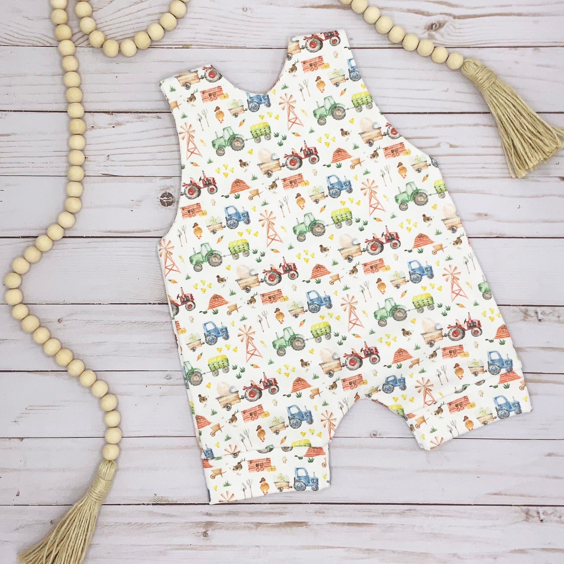 Spring Farm Print Organic cotton romper for baby and toddler