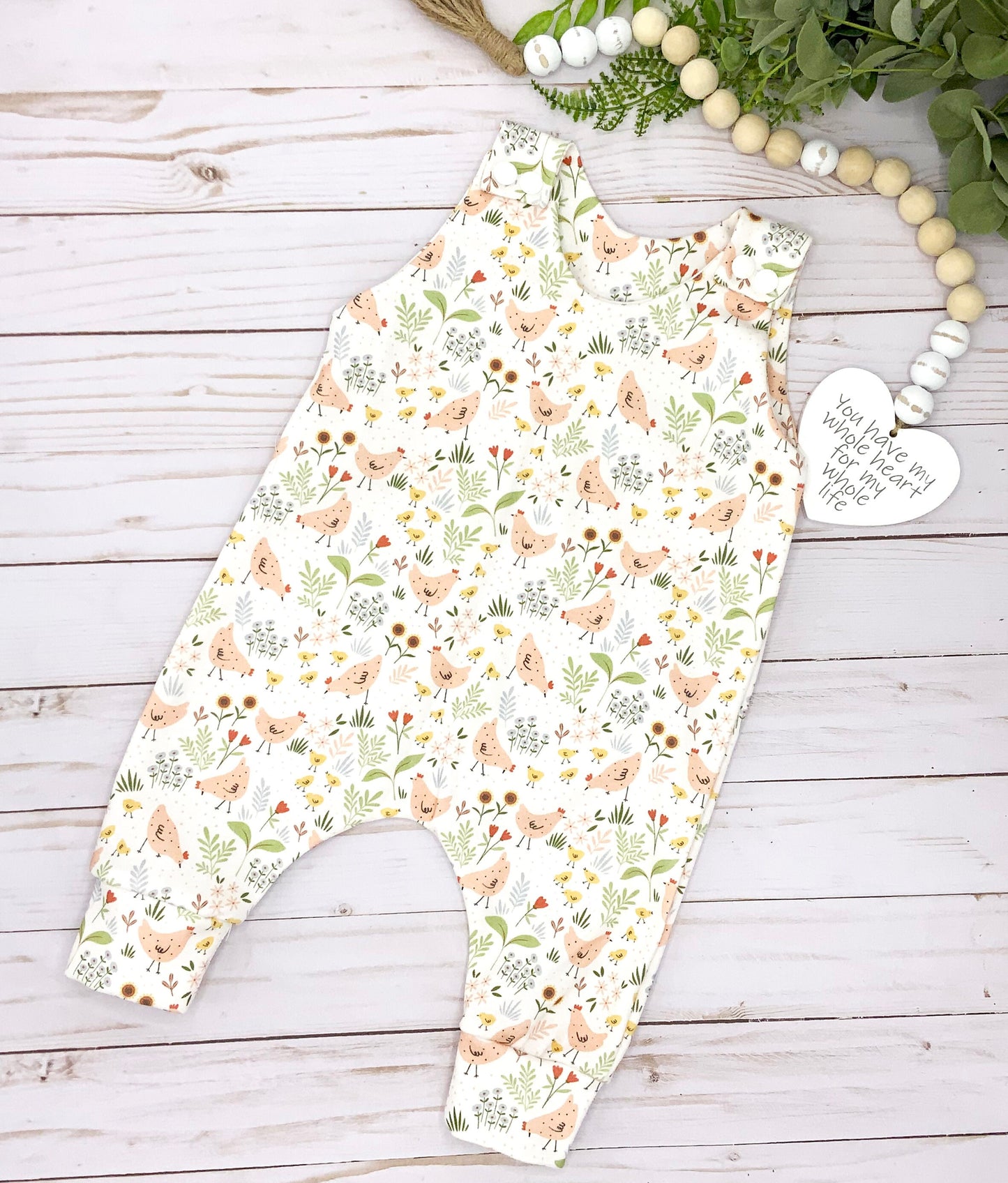 Cute Retro Chicken Print romper for baby and toddlers