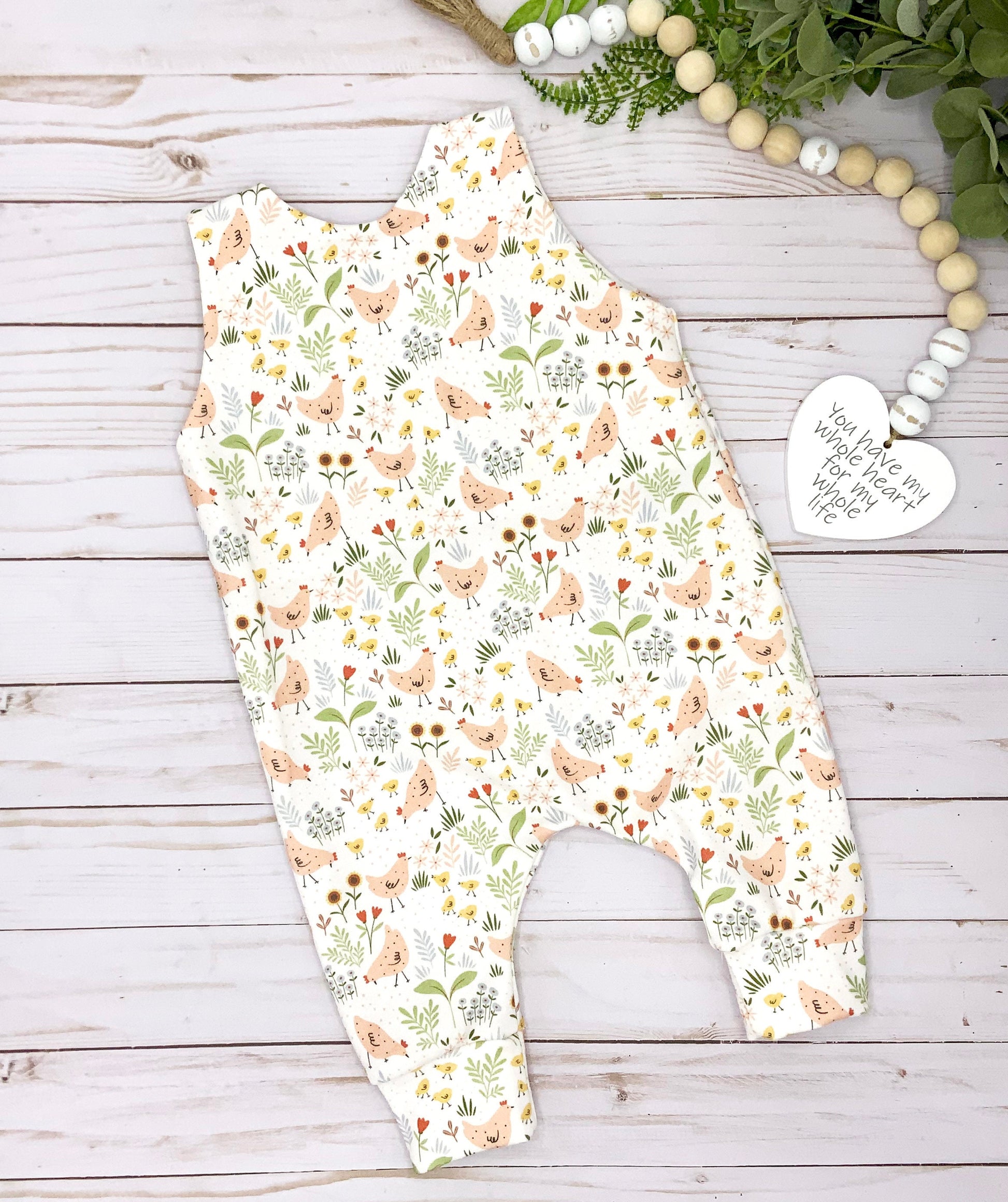 Cute Retro Chicken Print romper for baby and toddlers
